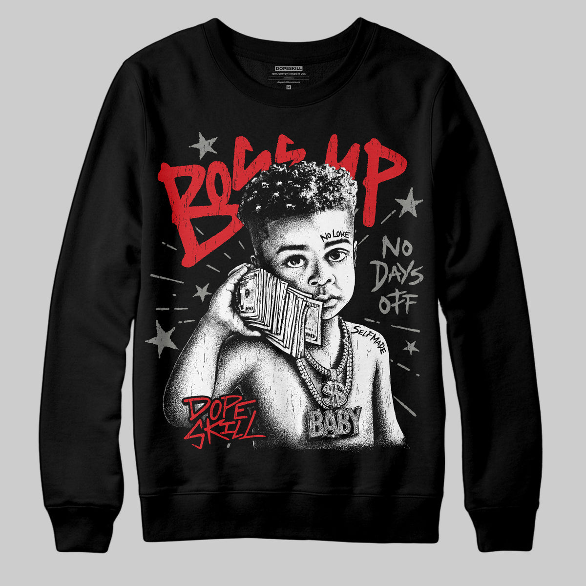 Jordan 4 Bred DopeSkill Sweatshirt Boss Up Graphic Streetwear - black