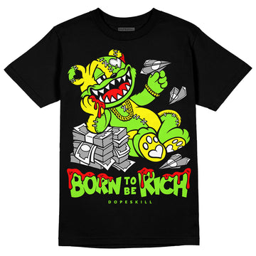 Neon Green Sneakers DopeSkill T-shirt Born To Be Rich Graphic Streetwear - Black