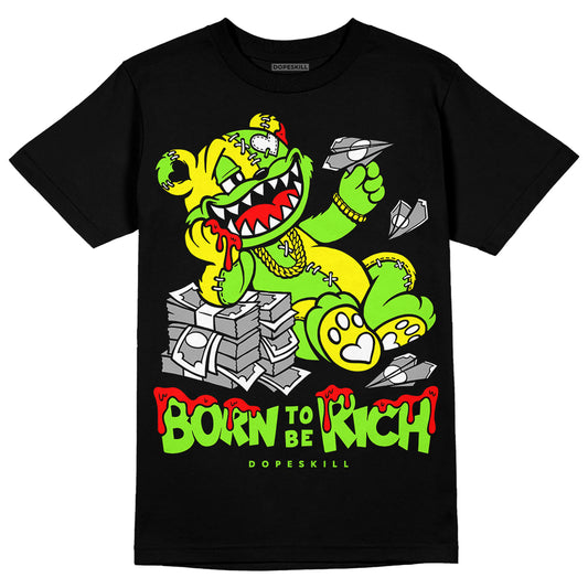 Neon Green Sneakers DopeSkill T-shirt Born To Be Rich Graphic Streetwear - Black