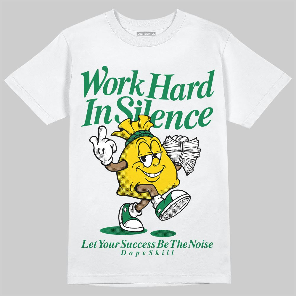 Green Sneakers DopeSkill T-Shirt Work Hard In Silence Graphic Streetwear - White 