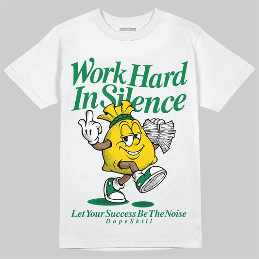 Green Sneakers DopeSkill T-Shirt Work Hard In Silence Graphic Streetwear - White 