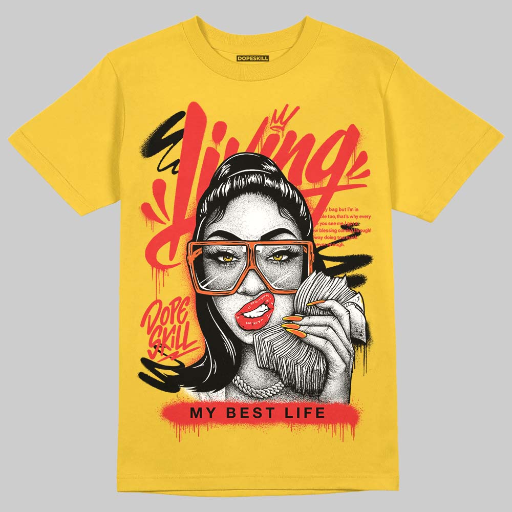 Yellow Sneakers DopeSkill T-Shirt Living My Best Life Graphic Streetwear - Gold