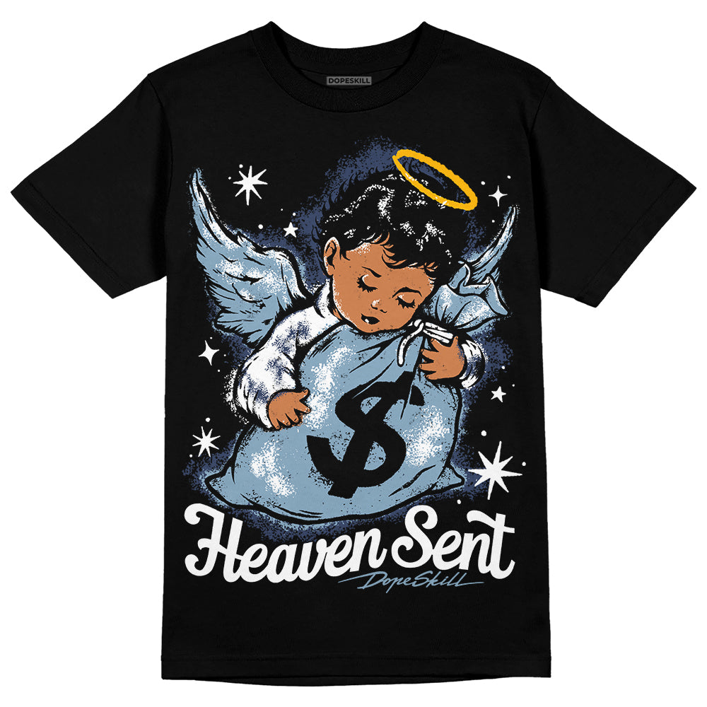 Jordan 1 Mid Diffused Blue DopeSkill T-Shirt Heaven Sent  Graphic Streetwear - Black 