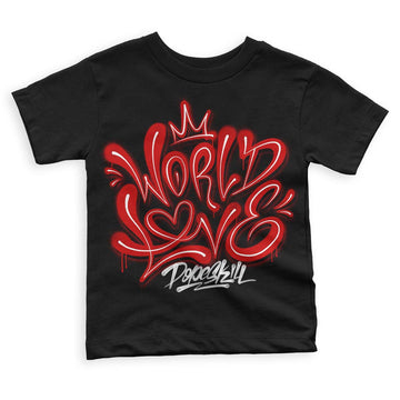 Jordan 1 Retro Low "Black Toe" DopeSkill Toddler Kids T-shirt World Love Graphic Streetwear - Black