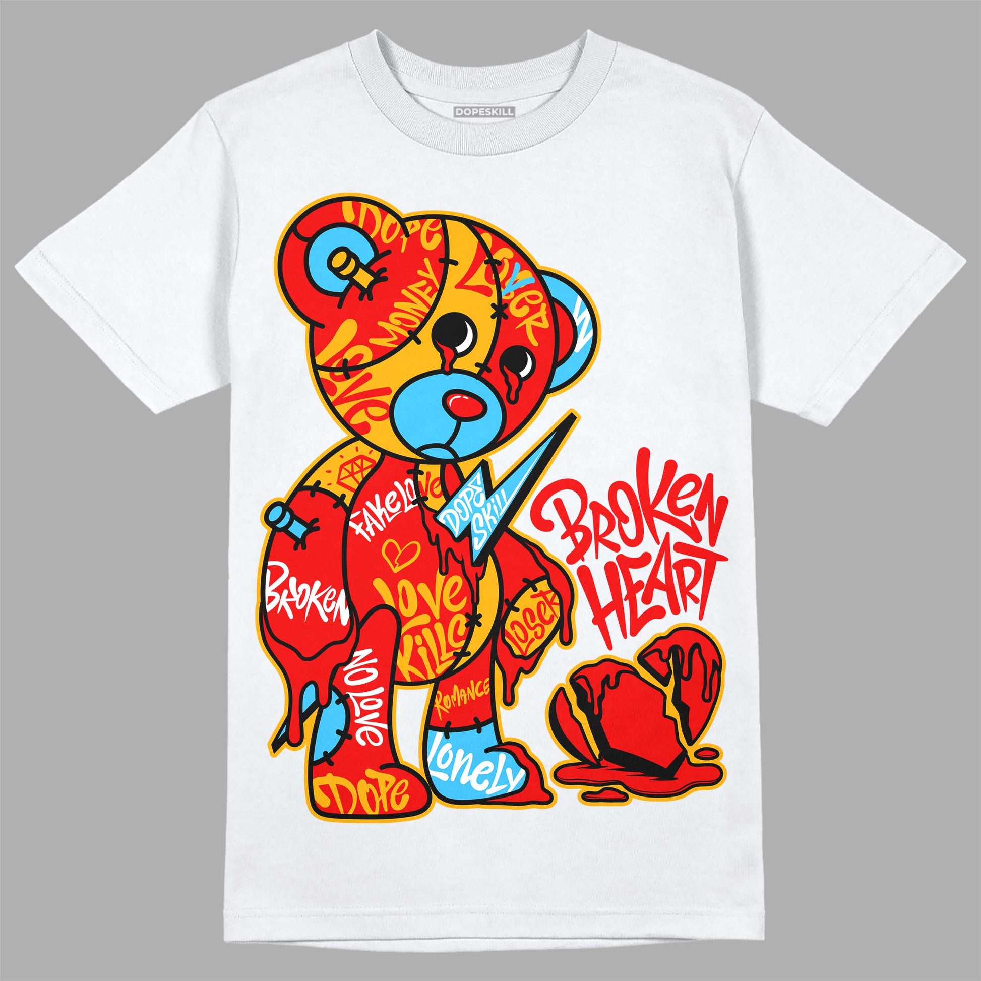 Red Sneakers DopeSkill T-Shirt Broken Heart Graphic Streetwear - White