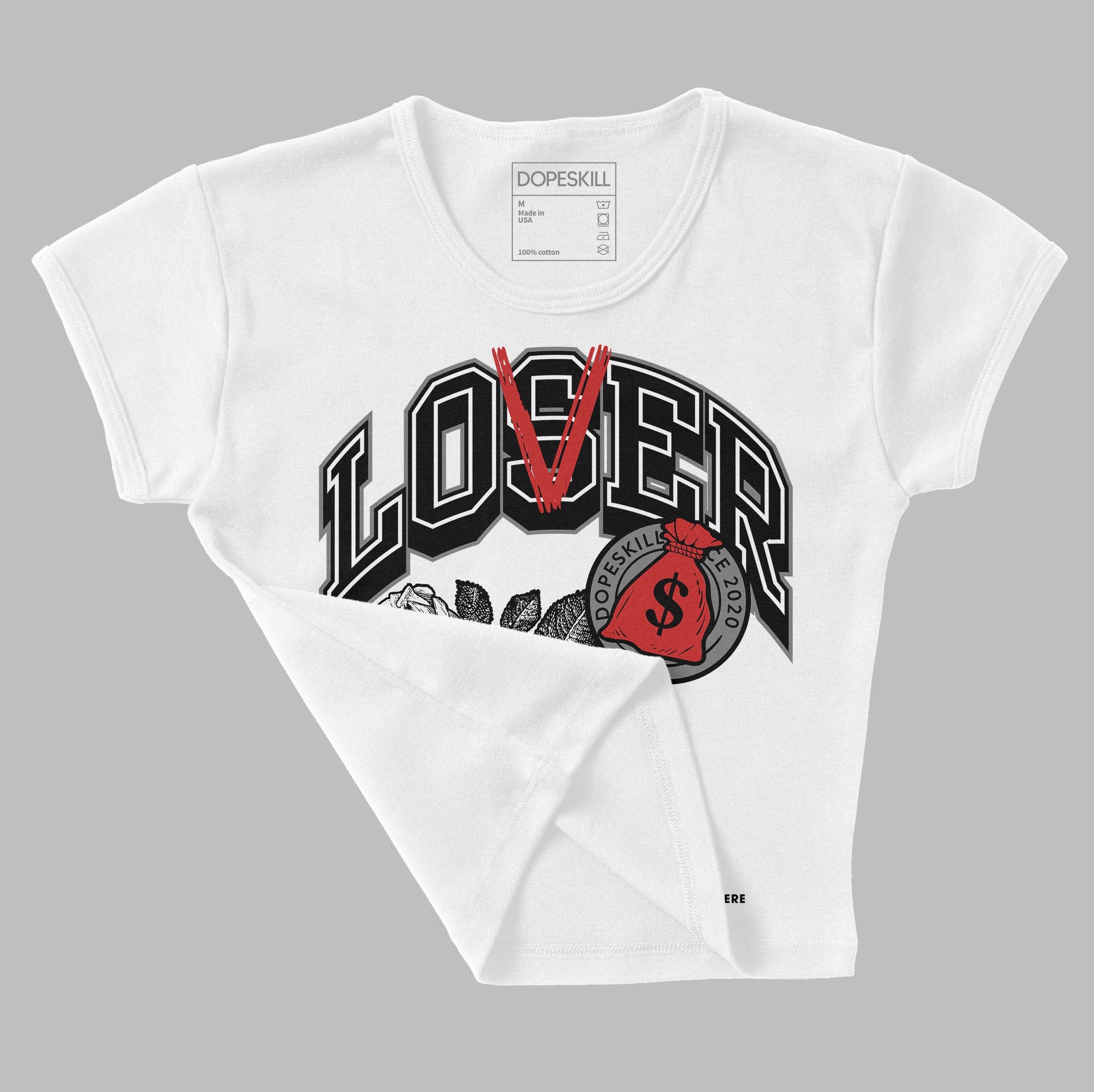 Jordan 1 High OG “Black/White” DopeSkill Women's Crop Top Loser Lover Graphic Streetwear - White 