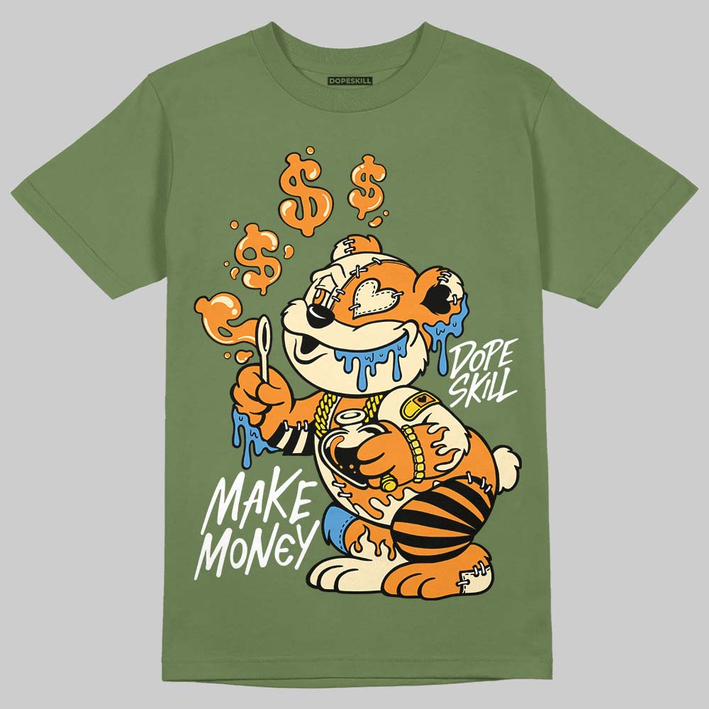 Olive Sneakers DopeSkill T-Shirt Make Money Graphic Streetwear - Military Green