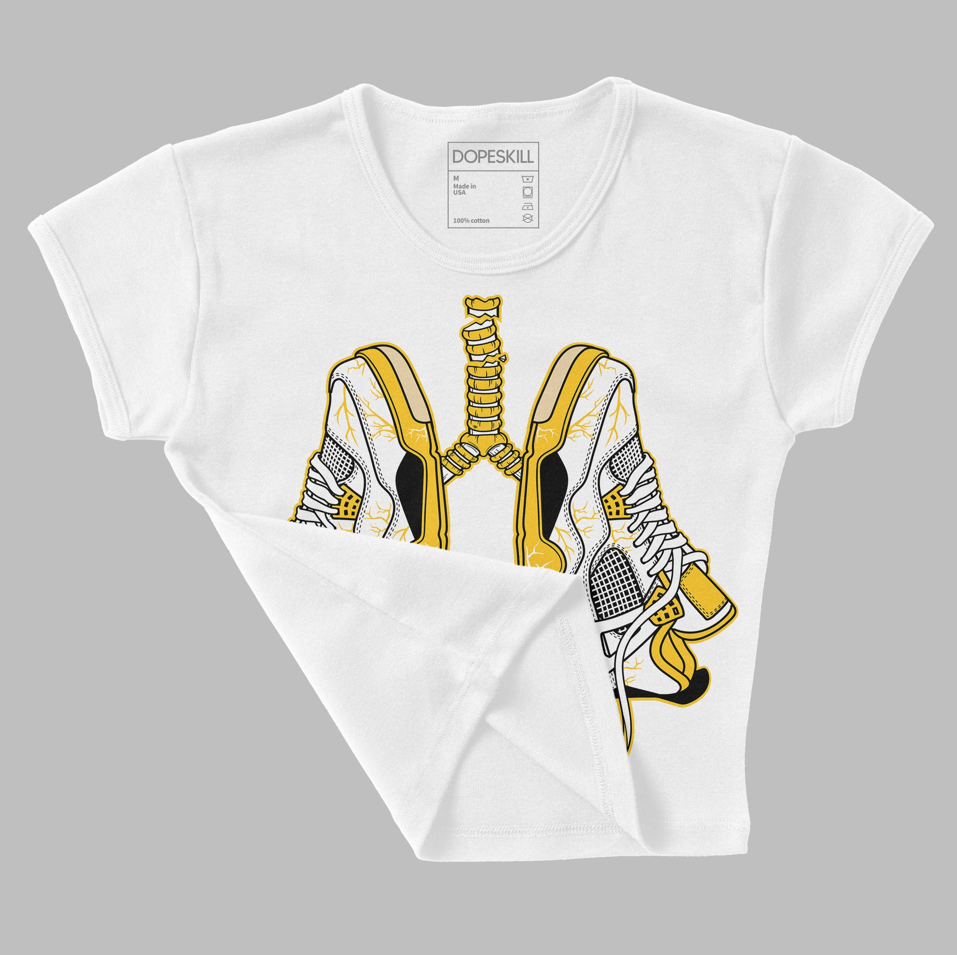 Jordan 4 Retro “Vivid Sulfur” DopeSkill Women's Crop Top Breathe Graphic Streetwear - White 