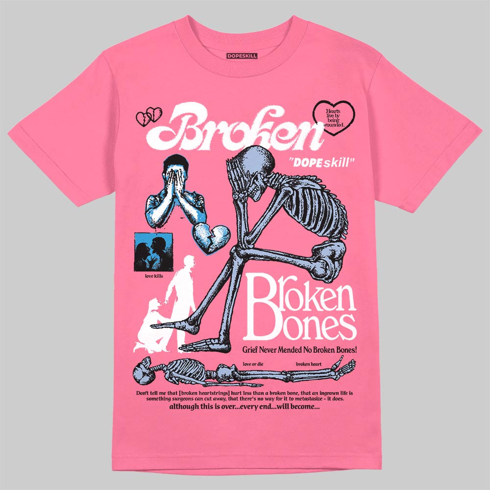 Jordan 3 GS “Cobalt Bliss” DopeSkill T-Shirt Broken Bones Graphic Streetwear - Safety Pink