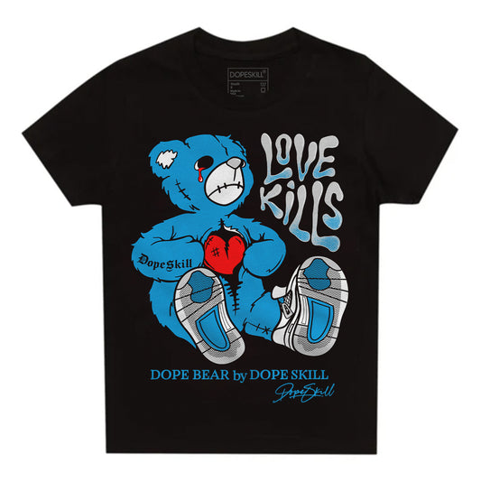 Jordan 4 Retro Military Blue DopeSkill Toddler Kids T-shirt Love Kills Graphic Streetwear - Black