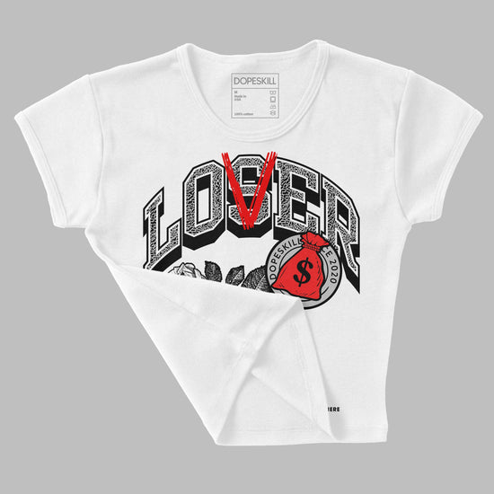 Jordan Spizike Low Bred DopeSkill Women's Crop Top Loser Lover Graphic Streetwear - White 