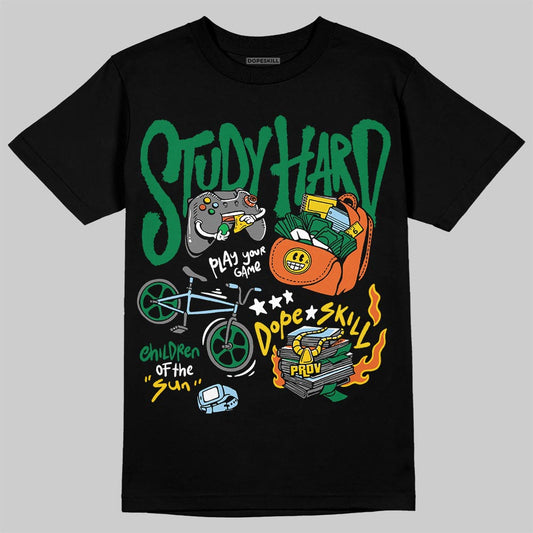 Green Sneakers DopeSkill T-Shirt Study Hard Graphic Streetwear - Black
