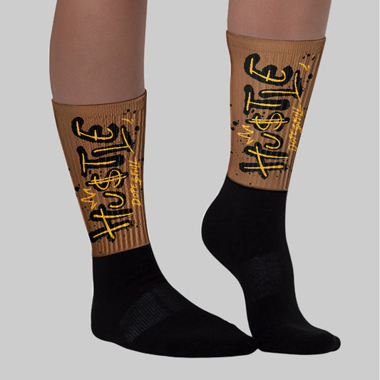 Metallic Gold 1s DopeSkill Sublimated Socks Hustle Graphic