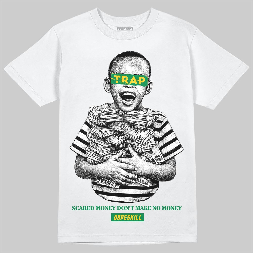 Green Sneakers DopeSkill T-Shirt Scared Money Don't Make No Money Graphic Streetwear - White 