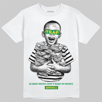 Green Sneakers DopeSkill T-Shirt Scared Money Don't Make No Money Graphic Streetwear - White 