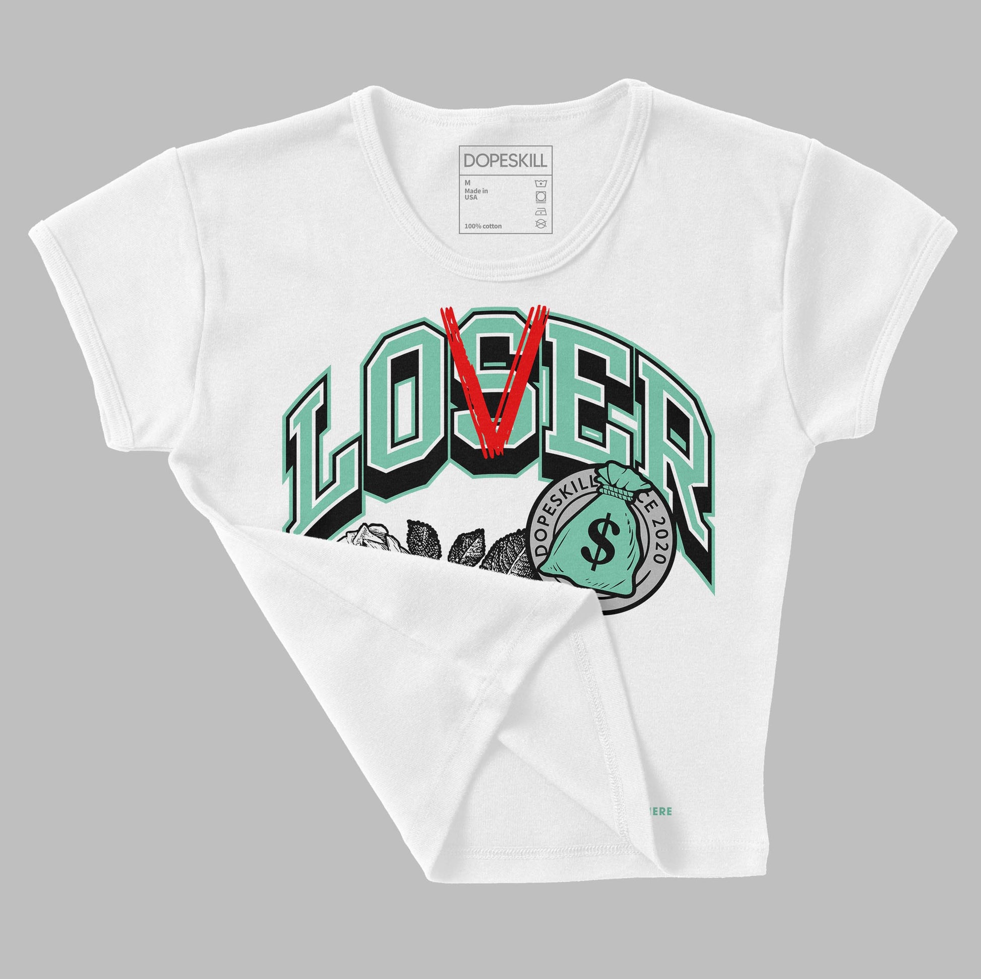 Jordan 3 "Green Glow" DopeSkill Women's Crop Top Loser Lover Graphic Streetwear - White 