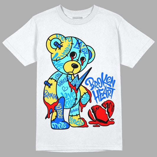 Jordan 5 Aqua DopeSkill T-Shirt Broken Heart Graphic Streetwear - White 
