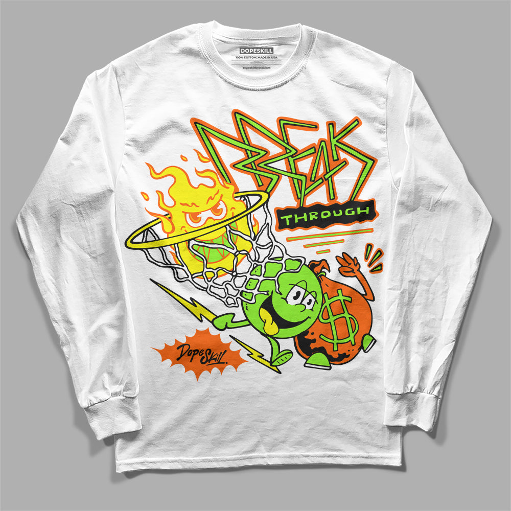 Neon Green Sneakers DopeSkill Long Sleeve T-Shirt Break Through Graphic Streetwear - White 