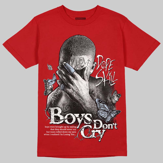 Jordan 5 Retro Fire Red Black Tongue (2025) DopeSkill T-Shirt Boys Don't Cry Graphic Streetwear - Red