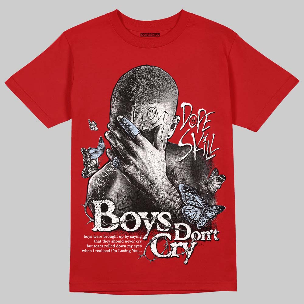 Jordan 5 Retro Fire Red Black Tongue (2025) DopeSkill T-Shirt Boys Don't Cry Graphic Streetwear - Red