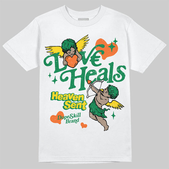 Green Sneakers DopeSkill T-Shirt New Love Heals Graphic Streetwear - White