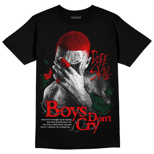 Jordan 2 White Fire Red DopeSkill T-Shirt Boys Don't Cry Graphic Streetwear - Black