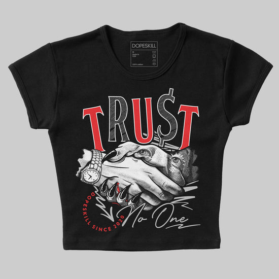 Jordan Spizike Low Bred DopeSkill Women's Crop Top Trust No One Graphic Streetwear - Black