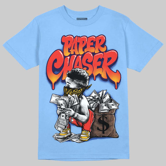 University Blue Sneakers DopeSkill T-Shirt Paper Chaser Boy Graphic Streetwear - Carolina Blue