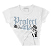 Blue Grey 13s DopeSkill Women's Crop Top Protect Me From Evil Graphic