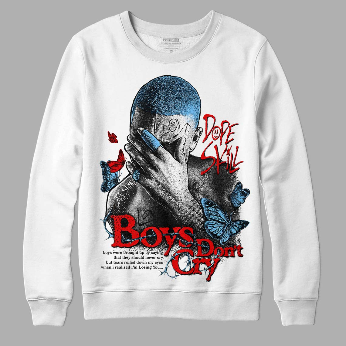 Travis Scott x Jordan 4 Retro 'Cactus Jack' DopeSkill Sweatshirt Boys Don't Cry Graphic Streetwear - White