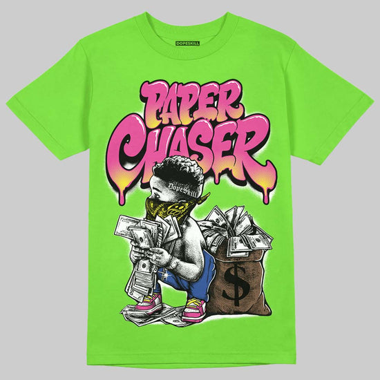 Neon Green Sneakers DopeSkill T-Shirt Paper Chaser Boy Graphic Streetwear - Lime