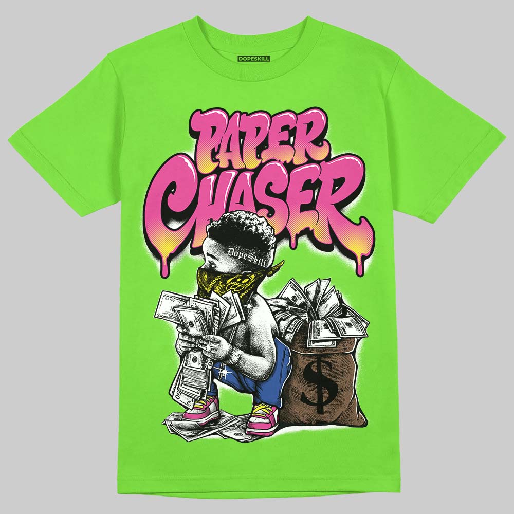 Neon Green Sneakers DopeSkill T-Shirt Paper Chaser Boy Graphic Streetwear - Lime