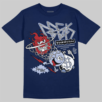 Jordan 6 Retro 'White And Midnight Navy' DopeSkill Navy T-shirt Break Through Graphic Streetwear