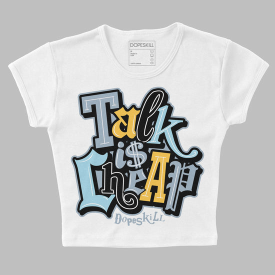 Jordan 13 “Blue Grey” DopeSkill Women's Crop Top Talk Is Chip Graphic Streetwear - White 