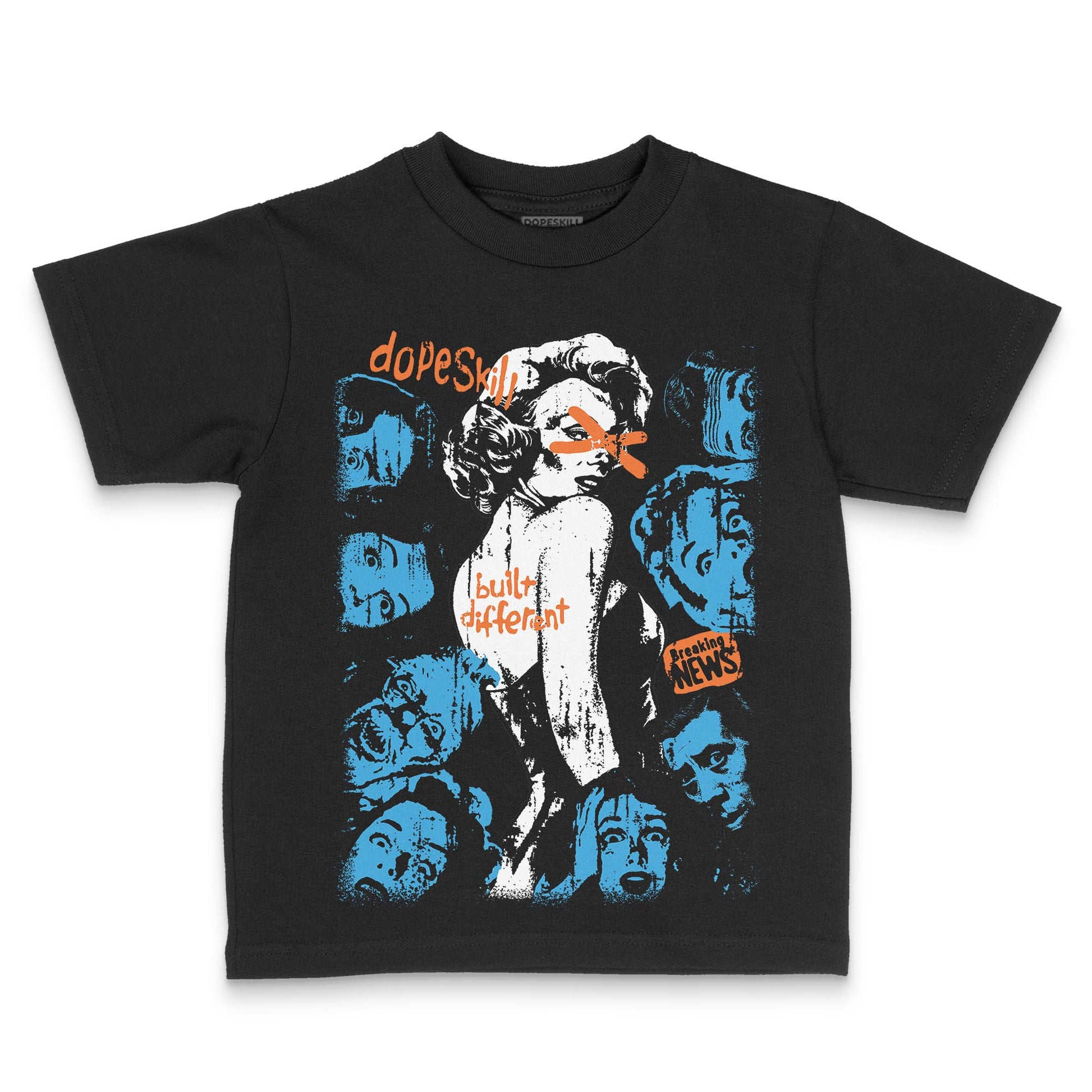 Jordan 1 High OG “UNC” Reimagined DopeSkill Toddler Kids T-shirt Built Different Streetwear - Black