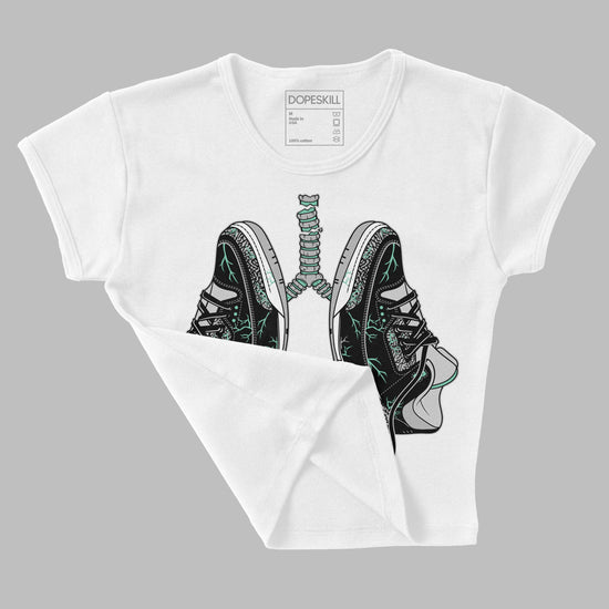 Jordan 3 "Green Glow" DopeSkill Women's Crop Top Breathe Graphic Streetwear - White 