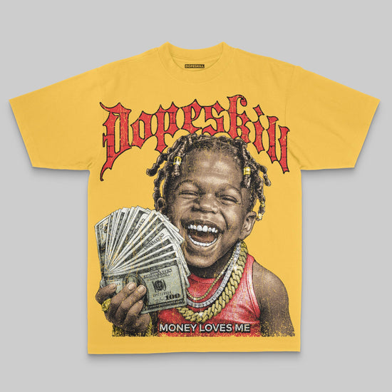 Money Loves Me Oversize Print DopeSkill T-shirt Streetwear - Mustard