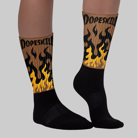 Metallic Gold 1s DopeSkill Sublimated Socks FIRE Graphic