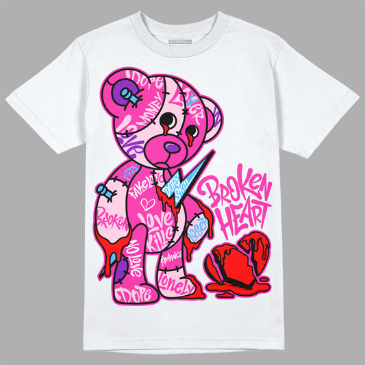 Pink Sneakers DopeSkill T-Shirt Broken Heart Graphic Streetwear - White 