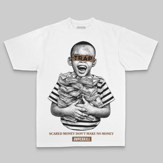Brown Oversize Print Scared Money Don't Make No Money DopeSkill Graphic Premium T-shirt Streetwear - White 