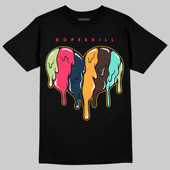 Jordan 1 Low Flyease Bio Hack DopeSkill T-Shirt Slime Drip Heart Graphic Streetwear - Black