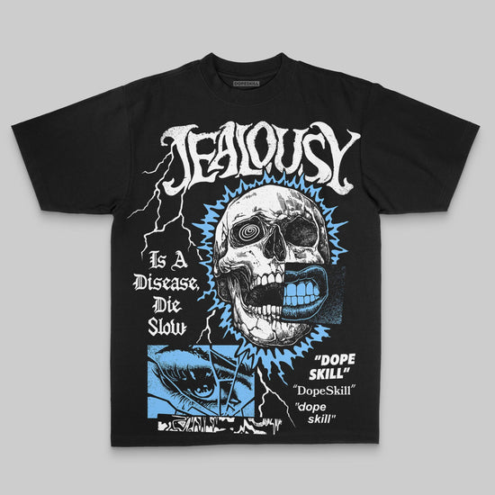 Royal Blue Oversize Print Jealousy DopeSkill Graphic T-shirt Streetwear - black