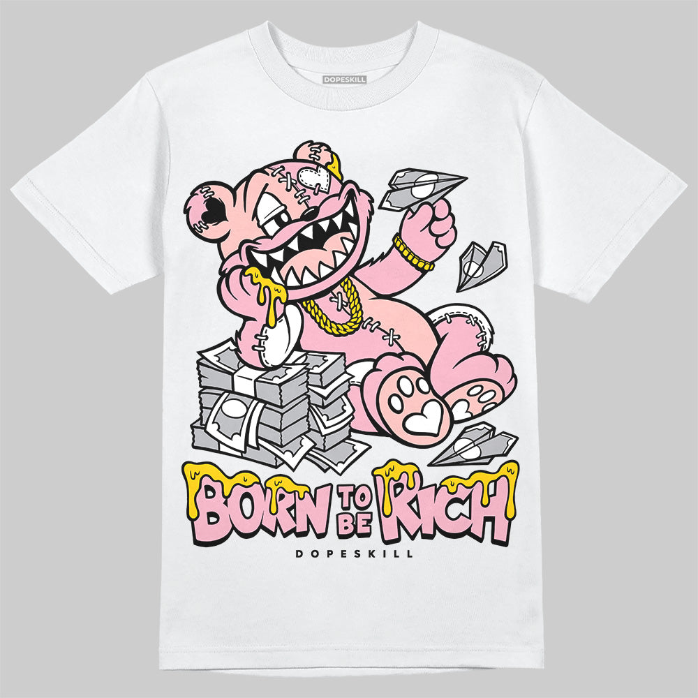 AMIRI White & Pink Stars Court Sneakers DopeSkill T-Shirt Born To Be Rich Graphic Streetwear - White