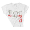 Fire Red 3s DopeSkill Women's Crop Top Protect Me From Evil Graphic