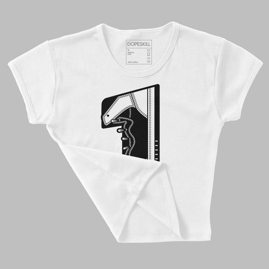 Jordan 1 High OG “Black/White” DopeSkill Women's Crop Top No.1 Graphic Streetwear - White 