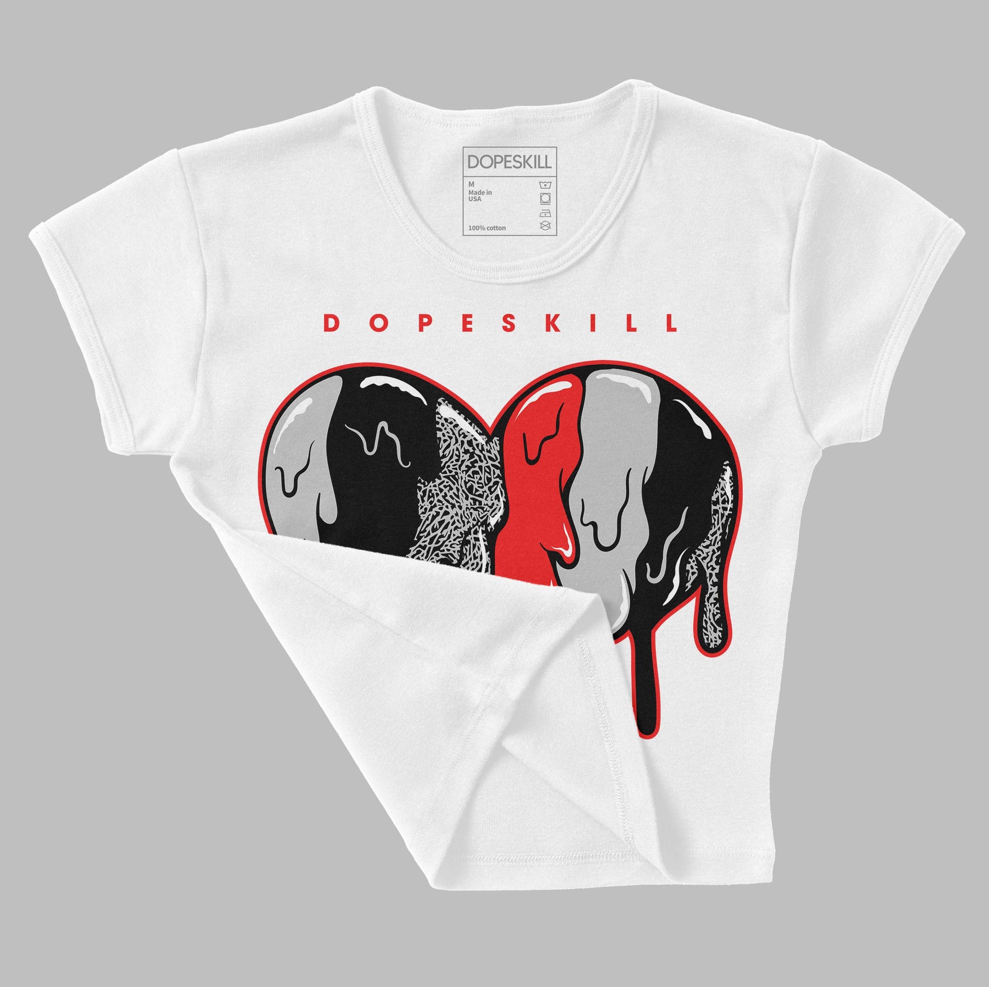 Jordan Spizike Low Bred DopeSkill Women's Crop Top Slime Drip Heart Graphic Streetwear - White 