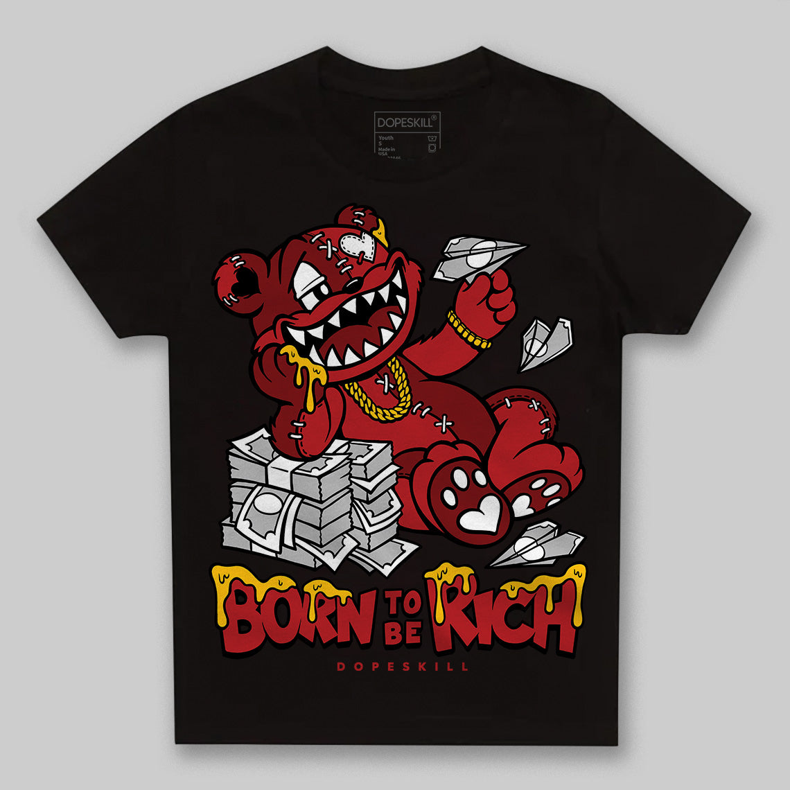 Jordan 12 Retro Flu Game (2025) DopeSkill Toddler Kids T-shirt Born To Be Rich Graphic Streetwear - Black