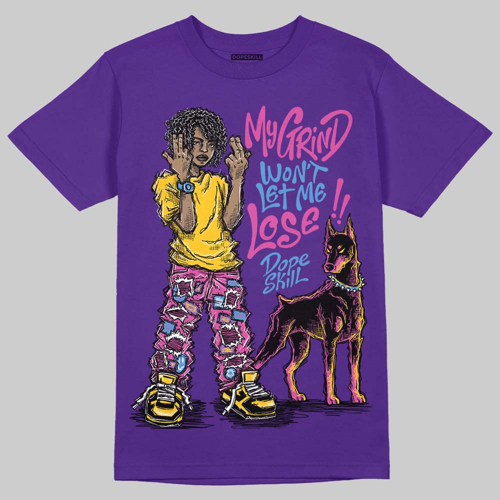 PURPLE Sneakers DopeSkill T-Shirt My Grind Won't Let Me Lose Graphic Streetwear - Purple