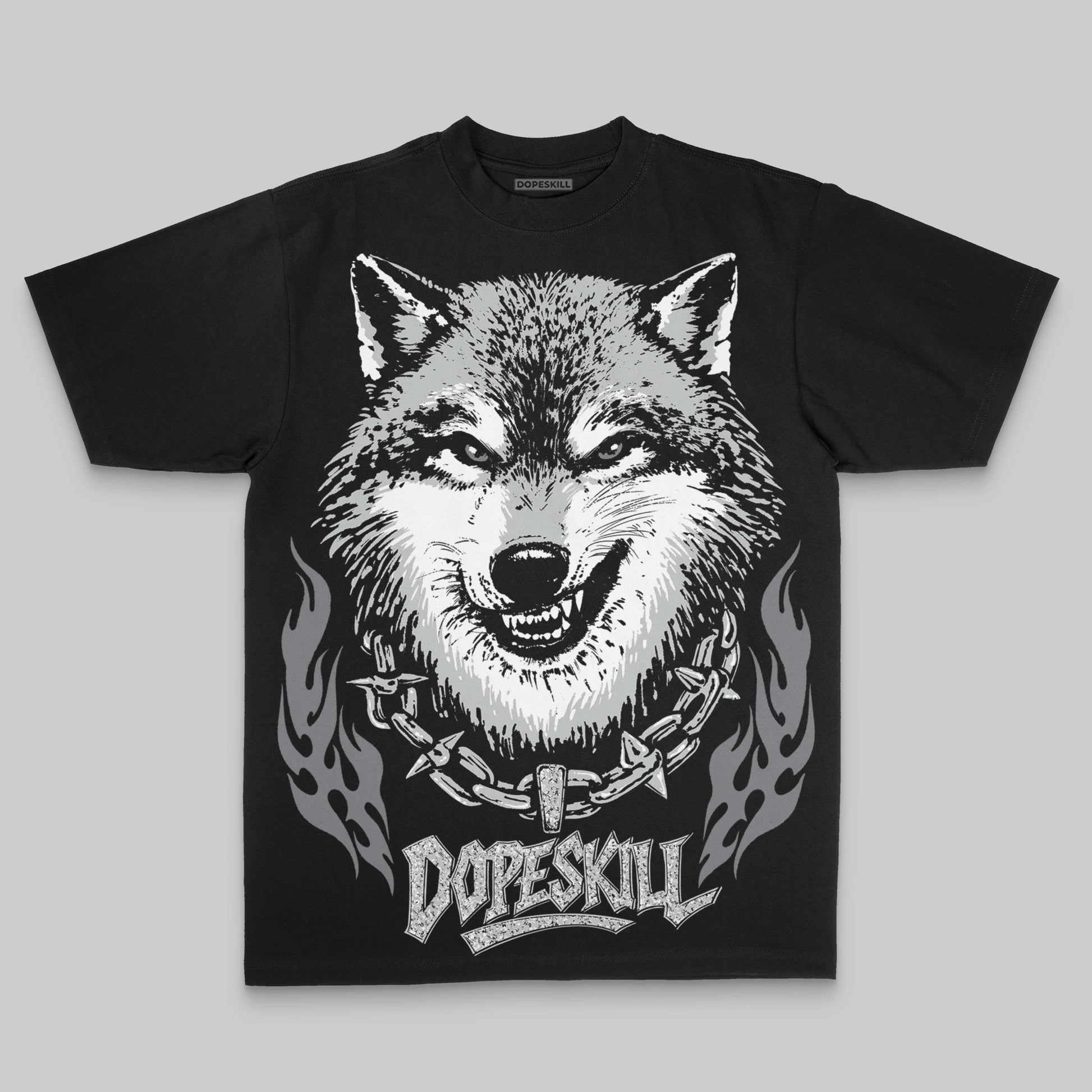 Jordan 12 Black Wolf Grey DopeSkill Oversized Print T-Shirt Wolf Grey Graphic Streetwear - Black
