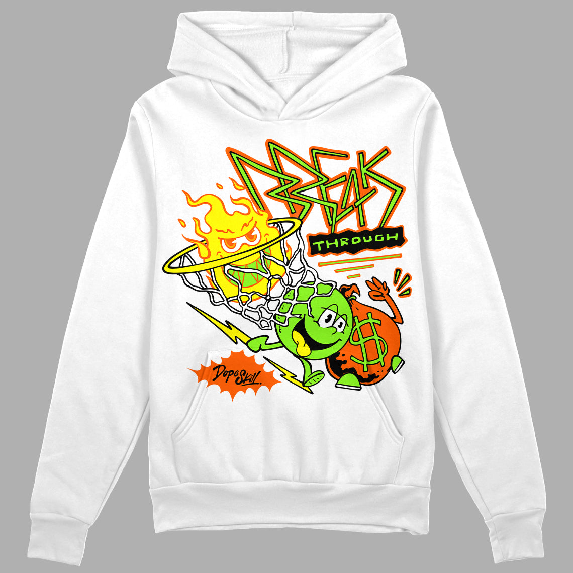 Neon Green Sneakers DopeSkill Hoodie Sweatshirt Break Through Graphic Streetwear - White